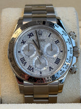 Rolex - Pre-owned White Gold Daytona Blue Roman Diamond Pave Dial 116509