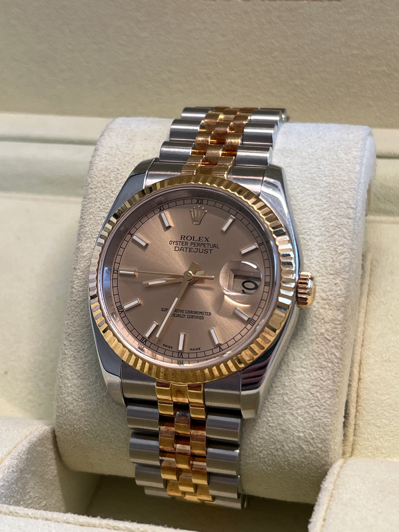 Rolex - Pre-owned Two Tone Yellow Gold Datejust 36mm Champagne Dial 116233
