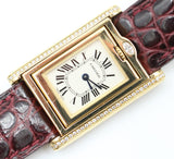 Cartier - Pre-owned Tank Basculante White Dial 23 x 37 mm Reversible Yellow Gold Diamond Bezel