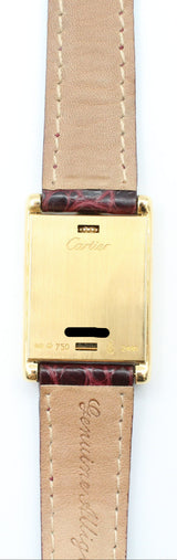 Cartier - Pre-owned Tank Basculante White Dial 23 x 37 mm Reversible Yellow Gold Diamond Bezel