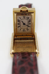 Cartier - Pre-owned Tank Basculante White Dial 23 x 37 mm Reversible Yellow Gold Diamond Bezel