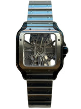 Cartier - Unworn Black ADLC Santos 47.5 x 39.74mm Skeleton Dial WHSA0027