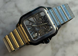 Cartier - Unworn Black ADLC Santos 47.5 x 39.74mm Skeleton Dial WHSA0027