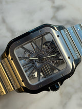 Cartier - Unworn Black ADLC Santos 47.5 x 39.74mm Skeleton Dial WHSA0027