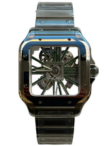 Cartier - Unworn Stainless Steel Santos 47.5 x 39.74mm Skeleton Green Dial WHSA0028