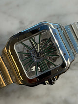Cartier - Unworn Stainless Steel Santos 47.5 x 39.74mm Skeleton Green Dial WHSA0028