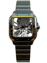 Cartier - Unworn Two Tone Yellow Gold Santos 47.5 x 39.74mm Skeleton Dial WHSA0019