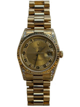Rolex - Pre-owned Yellow Gold Day-Date 36 Presidential Champagne Diamond Dial & Lugs 18338
