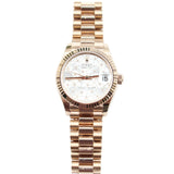 Rolex - Pre-owned Rose Gold Datejust 31 Silver Floral Dial Rose Gold Bracelet 278275