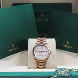 Rolex - Pre-owned Rose Gold Datejust 31 Silver Floral Dial Rose Gold Bracelet 278275