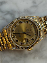 Rolex - Pre-owned Yellow Gold Day-Date 36 Presidential Champagne Diamond Dial & Lugs 18338