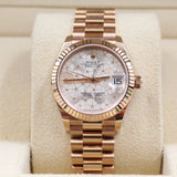 Rolex - Pre-owned Rose Gold Datejust 31 Silver Floral Dial Rose Gold Bracelet 278275