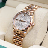 Rolex - Pre-owned Rose Gold Datejust 31 Silver Floral Dial Rose Gold Bracelet 278275