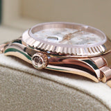 Rolex - Pre-owned Rose Gold Datejust 31 Silver Floral Dial Rose Gold Bracelet 278275