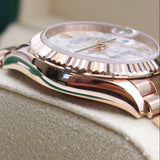 Rolex - Pre-owned Rose Gold Datejust 31 Silver Floral Dial Rose Gold Bracelet 278275