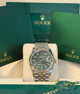 Rolex - Pre-owned Datejust 36 Green Palm Motif Dial Jubilee Bracelet 126234