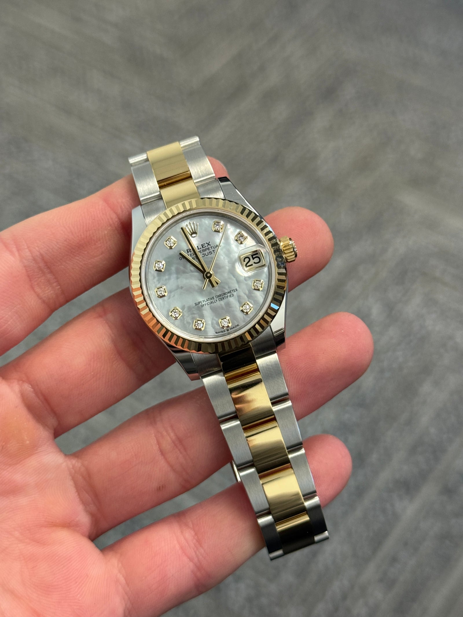 Rolex - Unworn Two Tone Yellow Gold Datejust 31 Mother of Pearl