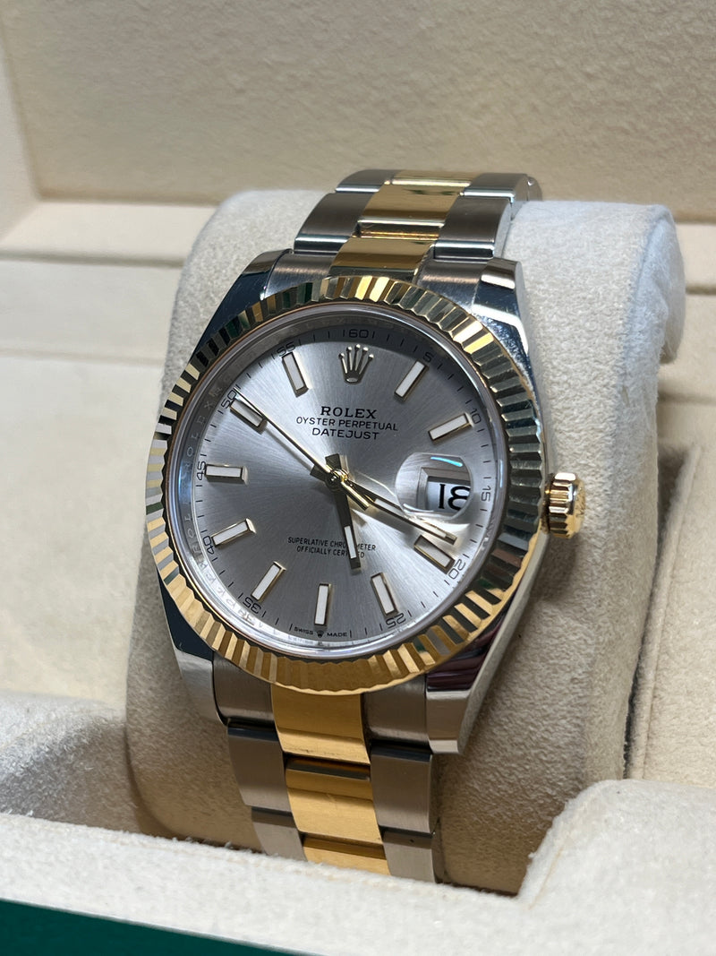 Rolex - Pre-owned Two Tone Yellow Gold Datejust 41mm Silver Dial 126333