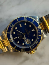 Rolex - Pre-owned Two Tone Yellow Gold Submariner "Bluesy" 16613LB