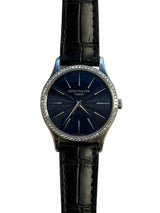 Patek Philippe - Pre-owned White Gold Calatrava 33mm Blue Dial Diamond Bezel 4896G