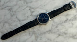 Patek Philippe - Pre-owned White Gold Calatrava 33mm Blue Dial Diamond Bezel 4896G