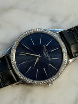 Patek Philippe - Pre-owned White Gold Calatrava 33mm Blue Dial Diamond Bezel 4896G