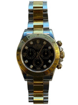 Rolex - Pre-owned Two Tone Daytona Black Diamond Dial 116523