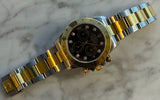 Rolex - Pre-owned Two Tone Daytona Black Diamond Dial 116523