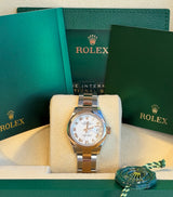 Rolex - Pre-owned Two Tone Rose Gold Lady-Datejust 28mm White Roman Dial 279161
