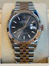 Rolex - Pre-owned Two Tone Rose Gold Datejust 36 Slate Index Dial Jubilee Bracelet 126231