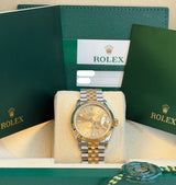 Rolex - Pre-owned Two Tone Yellow Gold Datejust 31 Champagne Dial Jubilee Bracelet 278273