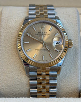 Rolex - Pre-owned Two Tone Yellow Gold Datejust 31 Champagne Dial Jubilee Bracelet 278273