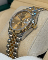 Rolex - Pre-owned Two Tone Yellow Gold Datejust 31 Champagne Dial Jubilee Bracelet 278273