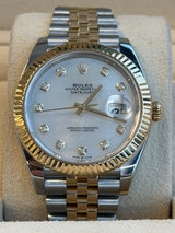 Rolex - Pre-owned Two Tone Yellow Gold Datejust 41 Mother of Pearl Diamond Dial Jubilee Bracelet 126333