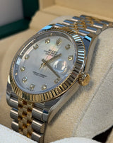Rolex - Pre-owned Two Tone Yellow Gold Datejust 41 Mother of Pearl Diamond Dial Jubilee Bracelet 126333