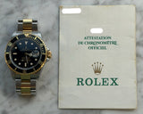 Rolex - Pre-owned Two Tone Yellow Gold Submariner Black Dial 16613