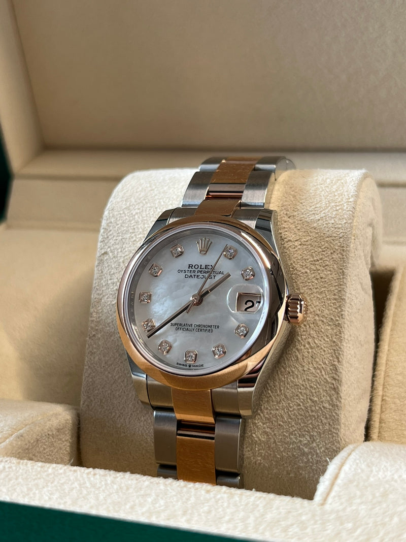 Rolex Pre-owned Two Tone Rose Gold Datejust 31mm Mother of Pearl
