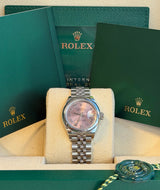 Rolex - Pre-owned Stainless Steel Lady-Datejust 28mm Pink Roman Dial Jubilee Bracelet 279160