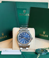 Rolex - Pre-owned Stainless Steel Oyster Perpetual 34 Blue Dial 124200