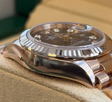 Rolex - Unworn Rose Gold Lady-Datejust 28mm Purple Diamond Dial Presidential Bracelet 279175 FULL STICKERS