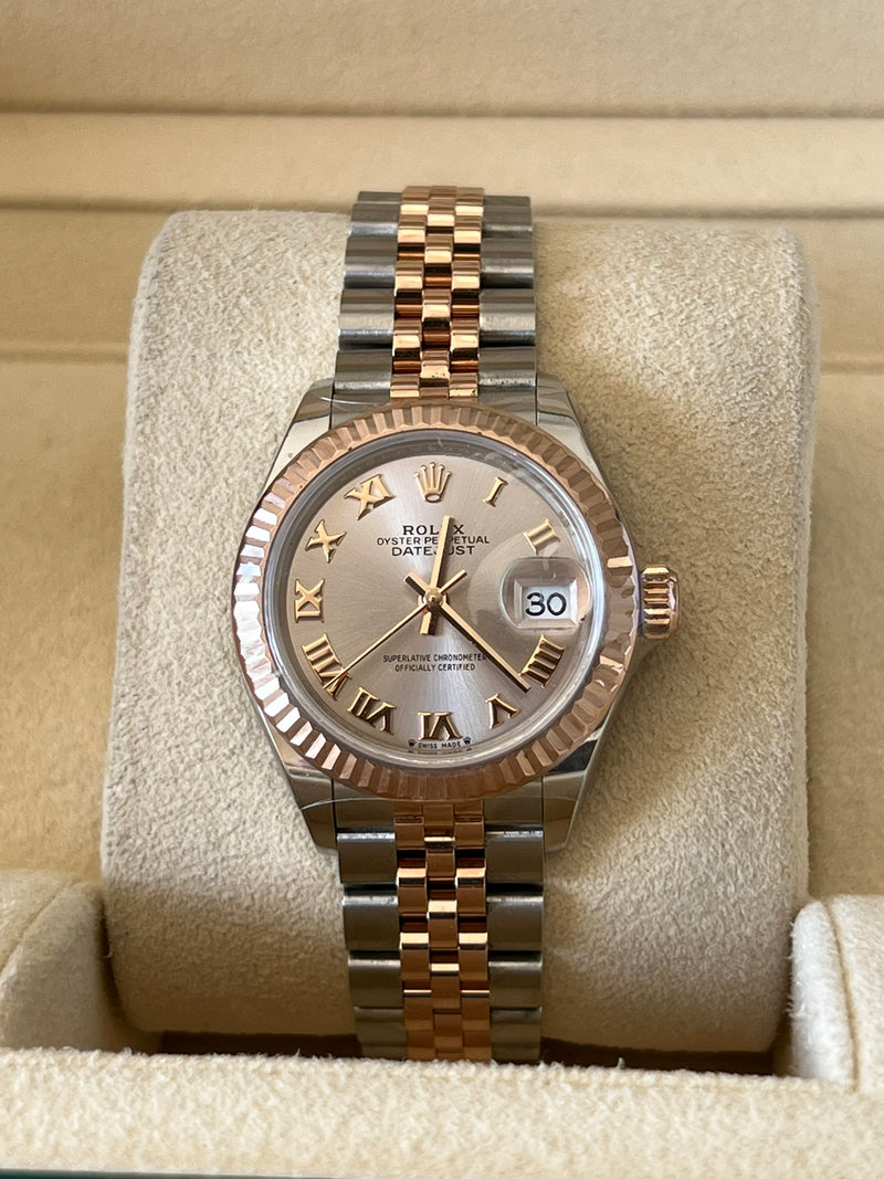 Rolex - Unworn Two Tone Rose Gold Datejust 28mm Pink Roman Dial 279171