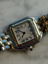 Cartier - Pre-owned Two Tone Yellow Gold Panthère Small 22 x 27mm White Dial W25029B6