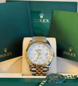 Rolex - Pre-owned Two Tone Yellow Gold Datejust 41 Mother of Pearl Diamond Dial Jubilee Bracelet 126333