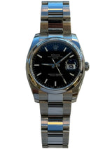 Rolex - Pre-owned Stainless Steel Oyster Perpetual Date Black Dial 115200