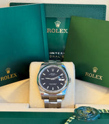 Rolex - Pre-owned Stainless Steel Oyster Perpetual Date Black Dial 115200