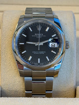Rolex - Pre-owned Stainless Steel Oyster Perpetual Date Black Dial 115200