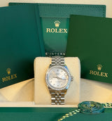 Rolex - Pre-owned Stainless Steel Lady-Datejust 28mm Silver Diamond Star Dial Diamond Bezel Jubilee Bracelet 279384RBR