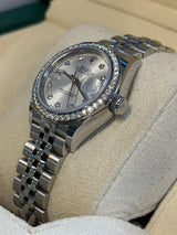 Rolex - Pre-owned Stainless Steel Lady-Datejust 28mm Silver Diamond Star Dial Diamond Bezel Jubilee Bracelet 279384RBR