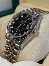 Rolex - Unworn Two Tone Rose Gold Datejust 36 Black Diamond Dial Jubilee Bracelet 126231