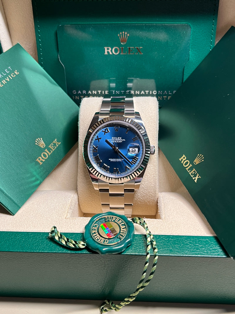 Rolex - Pre-owned Datejust 41mm Blue Roman Dial Oyster Bracelet 126334